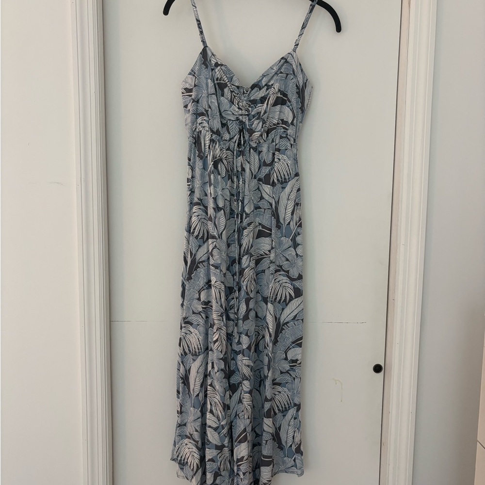 O’Neill Blue and White Leaf Print Jumpsuit